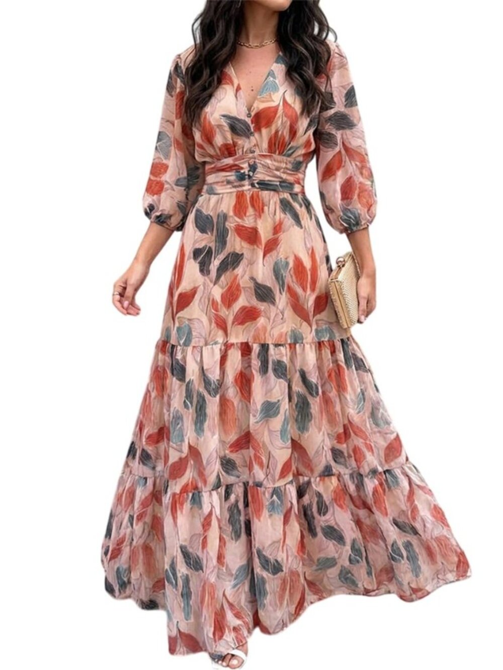 Womens Summer Boho Floral Wedding Guest Vacation Beach Maxi Dress